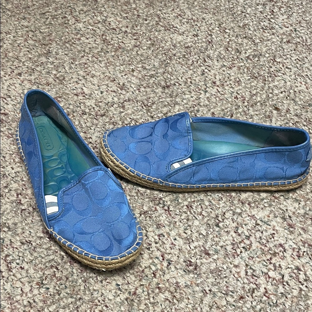 Coach logo print Blue Espadrille Flats